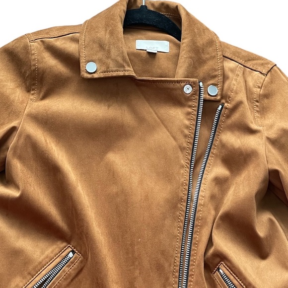 LOFT Suede Moto Jacket in Burnt Orange - Picture 3 of 6